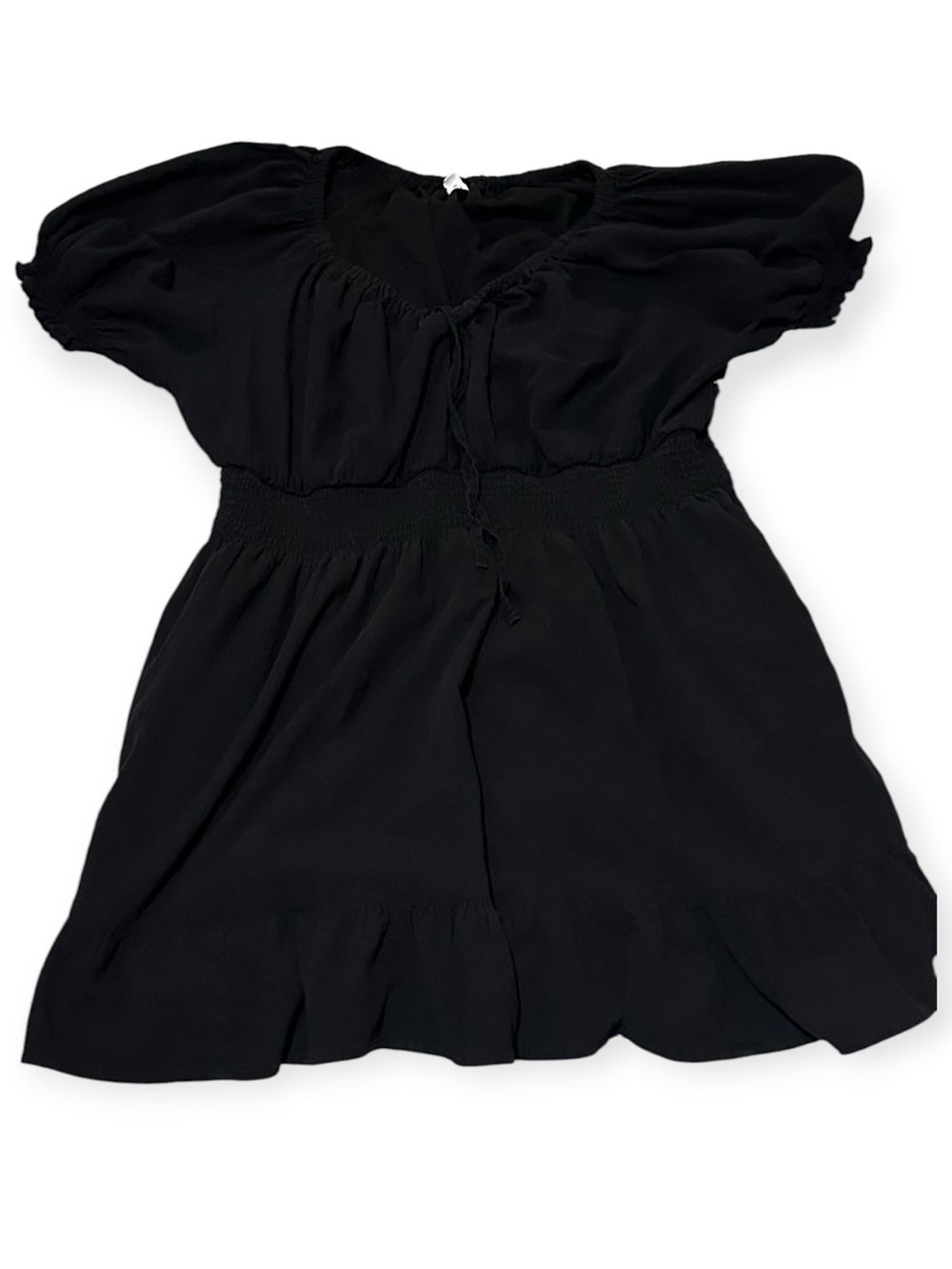 Old Navy Black Smocked-Waist Peasant Dress Women’s XXL Boho Puff Sleeve - Picture 2 of 9